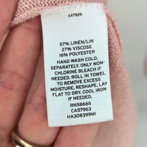 Halogen Sweater Womens XS Pink Linen Sheer Feminine Balletcore Cardigan Pastel - Picture 9 of 9